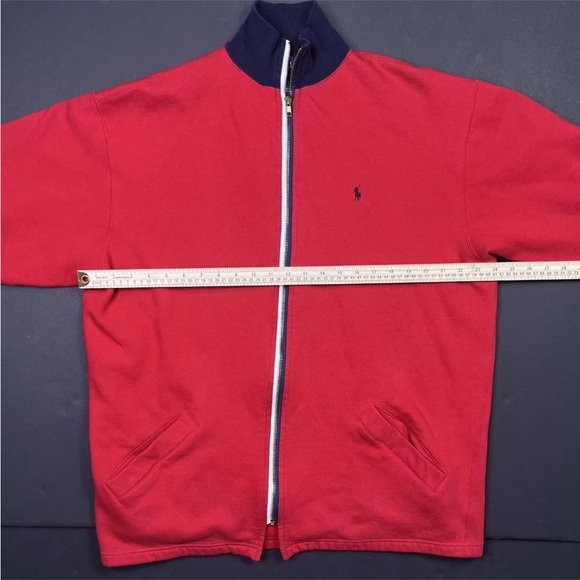 Polo Ralph Lauren Red Fleece Zip Up Jacket - Small - Long Sleeve - Picture 8 of 9
